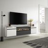 Skraut Home | TV-Schrank, Lowboard | für Wohnzimmer und Esszimmer | 200 x 45 x 35 cm | Für TV-Geräte bis zu 80" | Elektrokamin. Maße | Hängend | Moderner Stil | Weiß und Schwarz Bild 2