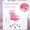 FurnitureR Teens Mädchen Task Chair 360 Swivel Low Mid PP Mesh Back Fabric Sitz Höhenverstellbare Rollrolle, PINK I Bild 4