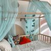 Baby Fancyroom Betthimmel Betthimmel Tüll Hausbett Kinderbett 2 Stück 340cm 380cm Montessori (3-tlg. Set mit 2x Betthimmel und einer 20er Pomponkette, Baldachin, Kinder Betthimmel Baldachin, Himmel Deko Set), Betthimmel für Hausbett Montessori Bild 2