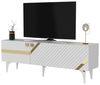 Hanah Home Elegant TV Stand, White & Gold, 150 x 49 x 30 cm | 100% Melamine Coated Particle Board, 18 mm Thick | Stylish Storage for Modern Living Rooms Bild 4