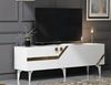 Hanah Home Elegant TV Stand, White & Gold, 150 x 49 x 30 cm | 100% Melamine Coated Particle Board, 18 mm Thick | Stylish Storage for Modern Living Rooms Bild 2