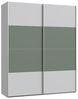 Forte Schach & MATT 2 Schrank 170, moderner Kleiderschrank 2-türig, Schwebetürenschrank, Holzwerkstoff, Secret Grey mit Salbei, 170,3 cm breit x 210,5 cm hoch x 61,2 cm tief Bild 4