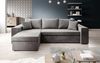 Designer Sofa Denver mit Schlaf- und Klappfunktion Samt Grau Links Bild 2