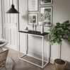 lukmebel Moderner Universal-Konsolentisch für Flur Wohnzimmer Schlafzimmer Industriestil Design laminierte Platte Platte Plus Stahlrahmen Schutzkante 30 x 80 x 80 cm Weiß/Grigia Pietra Schwarz Bild 2
