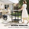 Outsunny Servierwagen mit Edelstahl Arbeitsfläche, Rollen, (Grilltisch, 1 St, Grillwagen), für BBQ 50 x 50 x 90 cm Schwarz Bild 5