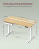 Vasagle Höhenverstellbarer Schreibtisch elektrisch, stufenlos verstellbar, Memory-Funktion mit 4 Höhen, goldeichenfarben, 60x140 x (72-120) cm Bild 2