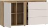 Forte ELISTON Kommode 160, modernes Sideboard mit Lamellendesign, 2-türig, 3 Schubladen, Wohn-/Schlafzimmer, Mauvella Eiche Holzdekor|Kashmir Beige, 159,3 cm breit x 84,9 cm hoch x 41,5 cm tief Bild 5