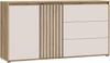 Forte ELISTON Kommode 160, modernes Sideboard mit Lamellendesign, 2-türig, 3 Schubladen, Wohn-/Schlafzimmer, Mauvella Eiche Holzdekor|Kashmir Beige, 159,3 cm breit x 84,9 cm hoch x 41,5 cm tief Bild 3