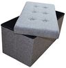 HS-Lighting Sitzbank mit Stauraum Faltbar Sitzhocker Sitztruhe Aufbewahrungsbox Fußhocker, Leinen 76 x 38 x 38 cm (Grau) Bild 3
