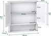 COSTWAY Spiegelschrank Badezimmer, Badschrank mit Spiegel, Badezimmerschrank mit höhenverstellbarer Ablage, Badezimmerspiegel, Hängeschrank Badmöbel, Badezimmerspiegelschrank 58,5 x 56,5 x 13,5 cm (Weiß) Bild 3