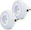 kwmobile 2x LED Nachtlicht Zwischenstecker - 2er Set Schlummerlicht mit Dämmerungssensor und 3 Farben - Steckdosenlicht Stecker für Kinder Babys Bild 5