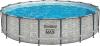 Bestway 'Steel Pro MAX™ Solo' Pool, ohne Zubehör, rund, Steinwand-Optik (Cremegrau), Ø 549 x 122 cm