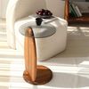 Hanah Home Elegant Side Table, 35 x 53 x 35 cm | 100% Tempered Glass Top, Solid Wood Frame in Chestnut & Fume | Perfect for Modern Living Spaces Bild 3