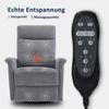 M MCombo Relaxsessel Fernsehsessel mit Liegefunktion Manuell, Massagesessel mit Wärmefunktion, TV Sessel mit Wippfunktion & Drehfunktion, 270° Drehbar, 7013 (Hellgrau) Bild 4