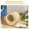 PawHut Tierbett Katzenhöhle mit Kratzfläche inkl. Kissen, Kratztonne, 41 x 38 x 43 cm, Kiefernholz Flanell Khaki+Natur+Beige 41 x 38 x 43 cm Bild 5