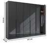 Kleiderschrank Drehtürenschrank Modern | 6-türig | grau metallic / Glas basalt | 271x210 Bild 3
