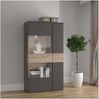 Highboard Vitrine halbhoch COMO Optik: Grau / Planked Eiche von Forte Bild 2