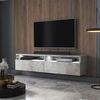 Selsey 'Rednaw' TV-Schrank mit zwei Schubladen, Betonoptik mit LED, 140 cm Bild 2