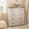 YITAHOME Kommode,Kommode mit 8 Schubladen,Schrank mit Haken und Seitentaschen,Stoffschubladen mit Griffen,Metallgestell,Dauerhaft,Beige Bild 4