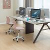 FurnitureR 1 Set Bürostuhl, höhenverstellbar, Drehstuhl mit Design der Rückenlehne mit kleinem Loch, Schreibtisch ohne Armlehnen, Bürostuhl, Schlafzimmerschreibtisch, Morandi-Rosa Bild 4
