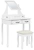 Schminktisch mit rechteckigem Spiegel Hocker 5 Schubladen weiß RAYON Bild 4