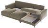 Selsey Mokpeo - Ecksofa mit Schlaffunktion, Bettkasten und schwarzen Füßen, 244 cm breit (Veloursbezug Beige, Ottomane rechts) Bild 5
