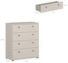 Forte TEMPRA 2 Kommode 70 80, Moderne Kommode mit 4 Schubladen, Schlafzimmer, Wohnzimmer, Büro, Holzwerkstoff, Kaschmir|Beige, 73,7 cm breit x 85,5 cm hoch x 34,8 cm tief Bild 3