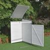 Mülltonnenbox Doppelbox Mülltonnenverkleidung Anbaubox Weiß Grau Mülltonne 240L Gartenbox Anbaubox Holz Anbau Deckel Grau Weiß Zinkdach Bild 5
