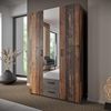 Forte ECONOBOX Kleiderschrank 120, rustikal, 3-türig, 2 Schubladen, Spiegel, Einlegeböden, Holzwerkstoff, Old Wood Vintage Holzdekor|Betonoptik Grau, 119,4 cm breit x 190,5 cm hoch x 54,4 cm tief Bild 2
