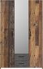 Forte ECONOBOX Kleiderschrank 120, rustikal, 3-türig, 2 Schubladen, Spiegel, Einlegeböden, Holzwerkstoff, Old Wood Vintage Holzdekor|Betonoptik Grau, 119,4 cm breit x 190,5 cm hoch x 54,4 cm tief Bild 4