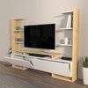 Hanah Home Stylish TV Stand, White & Oak, 183.6 x 140 x 31.7 cm | 100% Melamine Coated Particle Board, 18 mm Thick | Modern Design for Living Room & Entertainment Spaces Bild 3