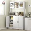 HOMCOM Küchenbuffet Hochschrank mit Arbeitsplatte, Verstellbaren Einlegeböden, 5 Türen (Aufbewahrungsschrank, 1-St, Küchenschrank) Skandinavisches Design, Weiß Bild 2