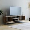 Hanah Home Stylish Walnut TV Stand, 150 x 41.6 x 29.6 cm | 100% Melamine Coated Particle Board | Ample Storage & Shelves for Modern Living Rooms Bild 2
