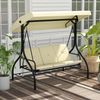 Outsunny Hollywoodschaukel 2 in 1 mi Liegefunktion, verstellbarem Sonnendach, belastbar bis 240kg, 3-Sitzer, Bettfunktion, 3-Sitzer Gartenschaukel, 1 tlg, Schaukelbank, für Garten, Terrasse, 195 x 117 x 175 cm, Beige Bild 2