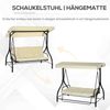 Outsunny Hollywoodschaukel 2 in 1 mi Liegefunktion, verstellbarem Sonnendach, belastbar bis 240kg, 3-Sitzer, Bettfunktion, 3-Sitzer Gartenschaukel, 1 tlg, Schaukelbank, für Garten, Terrasse, 195 x 117 x 175 cm, Beige Bild 4