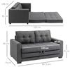 HOMCOM Schlafsofa Sofa mit Bettfunktion, Polstersofa mit Stauraum, Schlafcouch, Relaxsessel 1 Teile, für Wohnzimmer, Grau Bild 3