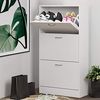 BAKAJI Schuhschrank Slim Platzsparend Weiß Schuhregal mit 3 Türen, doppelte Tiefe aus Melamin, 60 x 24 x 120 cm, Farbe, Holz, Standard Bild 2
