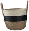 GILDE GLDE Aufbewahrungskorb Deko Korb mit Griff - 3er Set Körbe storage basket - Schwarz Naturfaben - Bad Schlafzimmer Wohnzimmer - Ø 25 / 31 / 38 cm Höhe 22 / 26 / 39 cm Bild 2