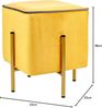 Baroni Home Quadratischer Samt-Pouf-Fußhocker, gepolsterter Wohnzimmer-Pouf, Ottomane für das Schlafzimmer, gelb mit ockerfarbener Umrandung, 33 x 33 x 38 cm Bild 2