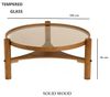 Elegant Coffee Table, Solid Beech Wood & Tempered Glass Top (100 cm), Walnut Finish | Sturdy MDF Base | Modern Design for Living Room & Office Bild 2