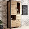 Wohnzimmer Vitrinenschrank ACCRA-83 in Taurus Eiche Nb. und schwarzem Gestell, B/H/T: ca. 100/200/41 cm Bild 2