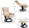 HOMCOM Polsterstuhl Relaxsessel mit Hocker, mit Liegefunktion, Ruhesessel (TV-Sessel, 2 St), bis 160 kg belastbar, Cremeweiß Bild 3