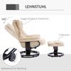 HOMCOM Polsterstuhl Relaxsessel mit Hocker, mit Liegefunktion, Ruhesessel (TV-Sessel, 2 St), bis 160 kg belastbar, Cremeweiß Bild 4