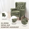 COLAMY Mid-Century Modern Sessel Wohnzimmer, Gepolsterter Wingback-Sessel mit Knopfsteppung, loungesessel Bezug aus Gewebe mit Massivholzbeinen für Wohnzimmer, Büro, Café - Grün Bild 4