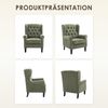 COLAMY Mid-Century Modern Sessel Wohnzimmer, Gepolsterter Wingback-Sessel mit Knopfsteppung, loungesessel Bezug aus Gewebe mit Massivholzbeinen für Wohnzimmer, Büro, Café - Grün Bild 5