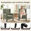 COLAMY Mid-Century Modern Sessel Wohnzimmer, Gepolsterter Wingback-Sessel mit Knopfsteppung, loungesessel Bezug aus Gewebe mit Massivholzbeinen für Wohnzimmer, Büro, Café - Grün Bild 3
