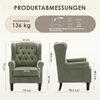 COLAMY Mid-Century Modern Sessel Wohnzimmer, Gepolsterter Wingback-Sessel mit Knopfsteppung, loungesessel Bezug aus Gewebe mit Massivholzbeinen für Wohnzimmer, Büro, Café - Grün Bild 2