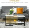 HOMCOM Couchtisch 2er-Set, mit Marmoroptik (Wohnzimmertisch, 2-St, Beistelltische), für Schlafzimmer, Stahl Bild 4