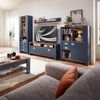 DIJON Wohnwand Komplett-Set in Parisian Blue, Haveleiche Cognac Optik - Moderne Schrankwand mit LED-Beleuchtung für Ihr Wohnzimmer - 339 x 201 x 45 cm (B/H/T) Bild 2