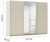 Rauch Möbel Kulmbach, Kleiderschrank mit Schwebetüren für Schlafzimmer, Kinderzimmer, Jugendzimmer, Garderobe, Flur, 3-türig, mit Spiegel, Zubehör Classic, Farbe Beige, Breite 271 cm Bild 3